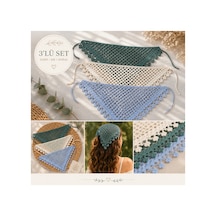 Örgü Bandana 3 Lü Set Mavi Krem Yeşil - 921866770 Mavi Krem Yeşil