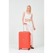 Keo-plus Turuncu Orta Boy Silikon Kırılmaz Pp Valiz Siyah