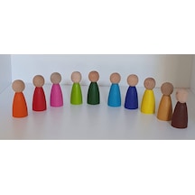 Waldorf Montessori Peg Bebek Mini İnsancık Boyalı 10'lu Set Do...