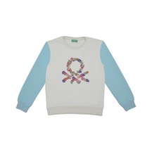 Benetton Bnt-g21583 Kız Çocuk Sweatshirt Ekru