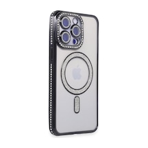 Apple Uyumlu iPhone 15 Pro Max Uyumlu Kılıf Joke Simli Magneticsafe Kılıf - Siyah