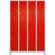 Jessan Ofis 8'Li Soyunma Dolabı Kırmızı Kapaklı Gri