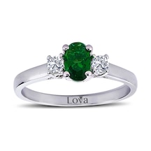 Lova Pırlantalı Oval Zümrüt Yüzük - 1080059