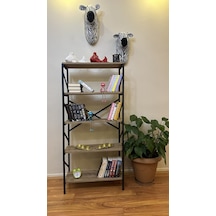 Modern Style Home Metal Kitaplık 5 Raflı Çok Amaçlı Dosya Kitap Rafı Ofis Salon Raf 150 Cm Ceviz Kahverengi Modernk01