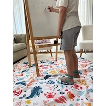 Seaworld Sıvı Geçirmeyen Çok Amaçlı Aktivite Örtüsü, Yer, Masa Ve Yatak İçin, Makinede Yıkanabilir, 145x150cm 50 x 22
