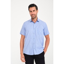 Klasik Kısa Kol Neon Nokta Armür Hediye Kutulu Erkek Gömlek Fs-001216 - Saks Mavi-1714