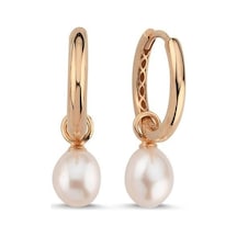 8,5 Mm Doğal İnci Sallantılı Küpe Rose Rose