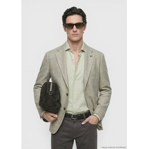 Ramsey Açık Yeşil Desenli Shirt Shoulder Slim Fit Pamuk Karışımlı Ceket