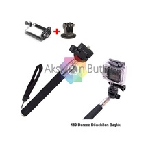 Gopro Monopod + Adaptör + Telefon Tutacağı