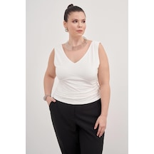 Myline Drape Detaylı Bluz-3350 Beyaz
