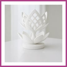 Gees Global 3d Baskı Lotus Çiçeği Mumluk - Dekoratif Tealight Mumluk-beyaz Gbzs
