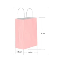 Büküm Saplı Kraft Kağıt Karton Hediyelik Çanta Poşet Torba Pembe 4 x 25'li 25 x 31 CM