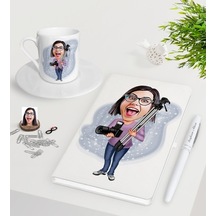 Kişiye Özel Bayan Profesyonel Fotoğrafçı Karikatürlü Beyaz Defter