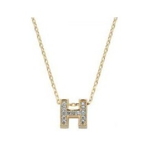 Sembolgold Altın H Harfli Taşlı Kolye