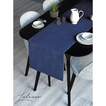 Kadife Efektli Marin Mavi Rengi Aura Serisi Runner 40 X 140 Marin Mavi