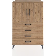 Hyperion Dolap 2 Raflı 4 Çekmeceli 2 Kapaklı 88x44x134 Çam-çam Çam