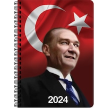 Keskin Color 2024 Günlük Ajanda Cumhurbaşkanı Atatürk 17x24 Cm Spiralli Cumhurbaşkanı