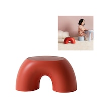 Sones Basit Dairesel Küçük Bank Ev Yuvarlak Çocuk Taburesi Ayakkabı Taburesi Kırmızı