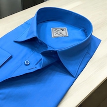 Pamuklu Oxford Uzun Kollu Unisex Gömlek Standart Kalıp Mavi