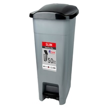 Aform Çöp Kovası Slim Pedallı 50lt Gri - Siyah
