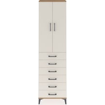 Arges Dolap 2 Raflı 6 Çekmeceli Tek Askılı 60x30x221 Çam-aytaşı Çam