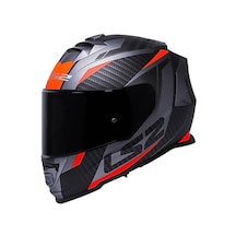 Ls2 Storm 2 Racer Turuncu Kapalı Motosiklet Kaskı Siyah Camlı Mat Siyah - Turuncu