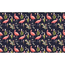 Flamingolar Ve Tropikal Yapraklar Duvar Kağıdı (459076806)