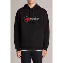 Thundercats Font Baskılı Siyah Erkek Örme Kapşonlu Sweatshirt