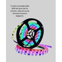 Pratik Kurulumlu 5 Metre Kumandalı Şerit Led Açık Mavi