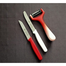 Solingen Sebze Doğrama Bıçakları ve Soyacak 3'lü Kırmızı