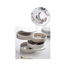 Dönebilir 4 Katlı Takı Ve Aksesuar Organizeri - Beyaz Çok Renkli