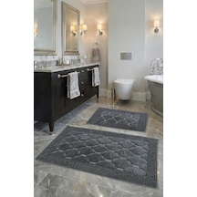 Tr Pamukkent Süper Emici 2'li Pamuk Ultra Lüks Banyo Paspası Seti Antrasit 60x100 Cm Ve 50x60 Cm Diğer