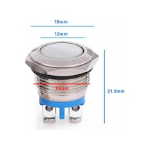 16mm Metal Panel Montaj Düz Kafa Push Buton No Dc 6a 12v Ac 3a 250v Ip67 Su Geçirmez