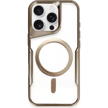Newface Apple Uyumlu  iPhone 15 Pro Max Kılıf Boyi Magsafe Silikon Kapak - Kahverengi