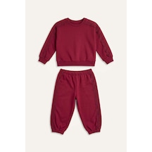 Defacto Pamuklu Regular Fit Uzun Kollu Üst Lastikli Paça Alt 2li Takım Kız Bebek I2904a526aupn39 Pembe-pn39