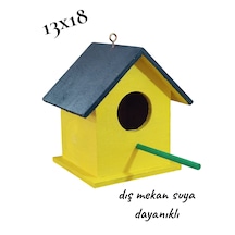 Ahşap Kuş Yuvası Kuş Evi Vernikli Kancalı 13x18 Cm