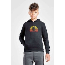 Tshirthane Silhouette Retro Sasquatch Goril Baskılı Unisex Çocuk Sweatshirt Siyah