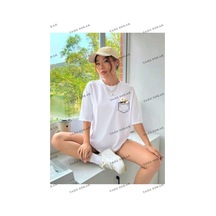 Startmore Çiçek Baskılı Unisex Oversize Geniş Kalıp Beyaz
