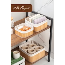 Posima 2083 Kare 3lü Pinterest Sepet Bambu Sepet Seti Dekoratif Banyo Mutfak Düzenleyici Organizeri Diğer