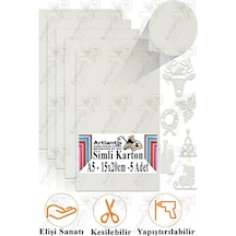 Simli Karton A5 15x20 Cm 5 Li 1 Paket Simli Fon Kartonu Parıltılı Kağıt Anasınıfı Kreş Etkinlik Proje Dekoratif Beyaz