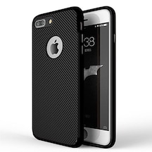 Fitcase Iphone 7-8 Plus Carbon Desen Arka Kapak Siyah