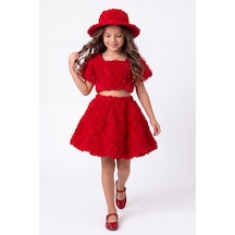 Mnk Baby & Kids Rosemu Kız Çocuk Şapkalı Takım M00819 Kırmızı