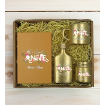 Bk Gift Kişiye Özel İsimli Dtf Anne Temalı Gold Defter & Kahve Fincanı & Kolonya & Mum Hediye Seti-1, Anneye Hediye, Anneler Günü Hediyesi Kobitmeyenc