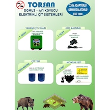 Torsan 220v Adaptörlü Eko Plus 1000 Elektrikli Çit Sistemi Domuz - Ayı Kovucu 1000mt