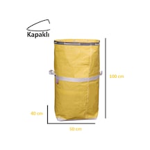 İş-ev Branda Taşıma Çuvalı 50x40+100cm Kapaklı, Ipli Ve Cepli 170gr.tekstil Çuvalı SARI