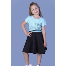 Toontoy Kız Çocuk Too Stylısh Baskılı Elbise Mint Yeşili