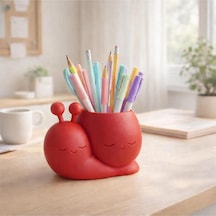 Sevimli Salyangoz Tasarımlı 3d Yazıcı Üretimi Masa Üstü Kalemlik Ve Organizer