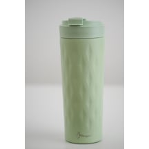 Png-1167 500ml Flip Kapak Desenli Çelik Mug 6 Saat Sıcak 12 Saat Soğuk Sızdırmaz & Bpa Free Açık Yeşil