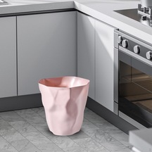 Pembe Çöp Kovası Dekoratif Kapaksız Nordic Üstü Açık Çöp Konteyneri Ev İçin Pembe