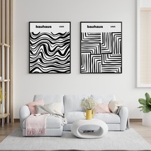 Bauhaus Siyah Çizgiler Duvar Tablosu Çerçeveli 2'li Set Siyah Renk 35 X 50 Boyut/ebat